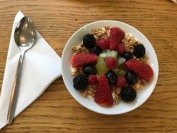 Granola, fruit and yoghurt