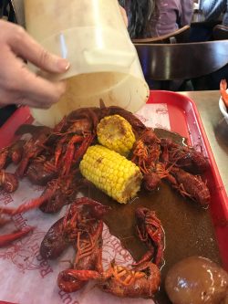 Bucket of boiled crawfish