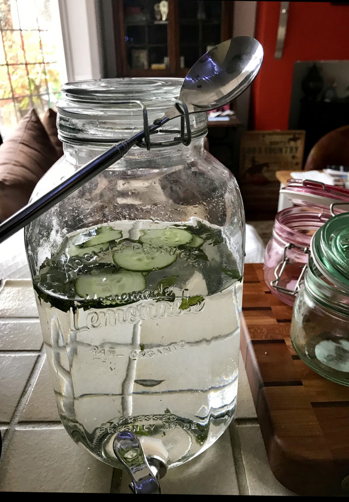 cucumber water in glass jar