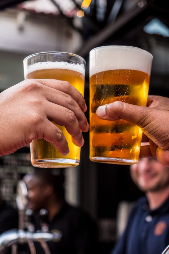beer glasses clinking