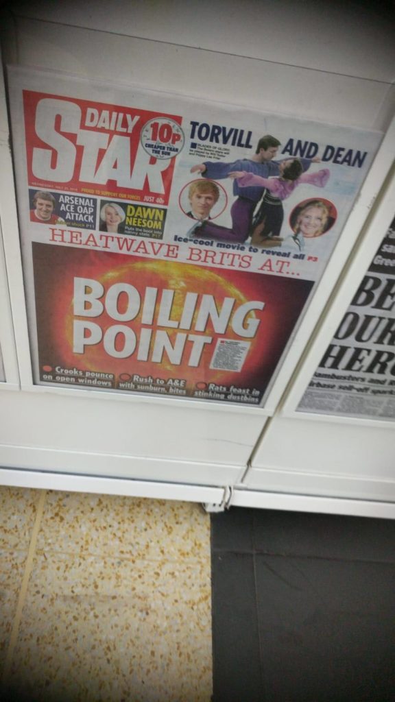 British heatwave tabloid cover