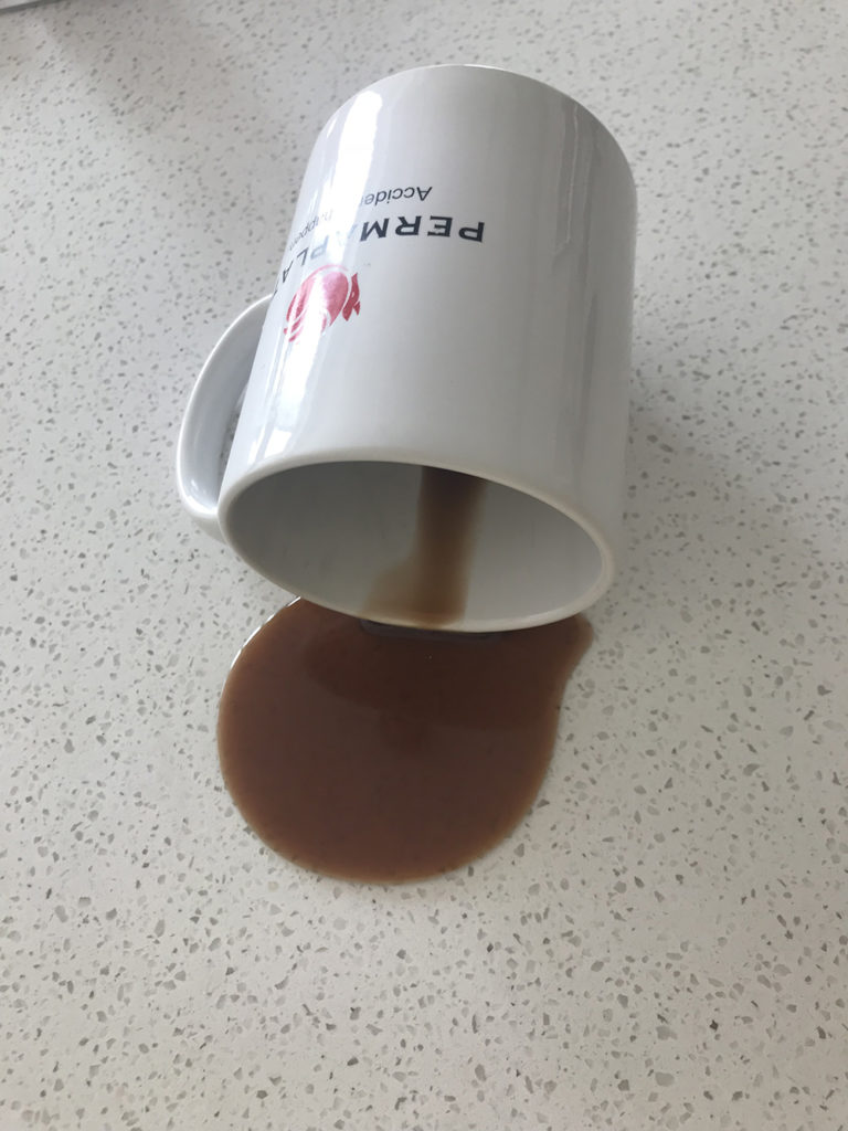Spilled drink in mug
