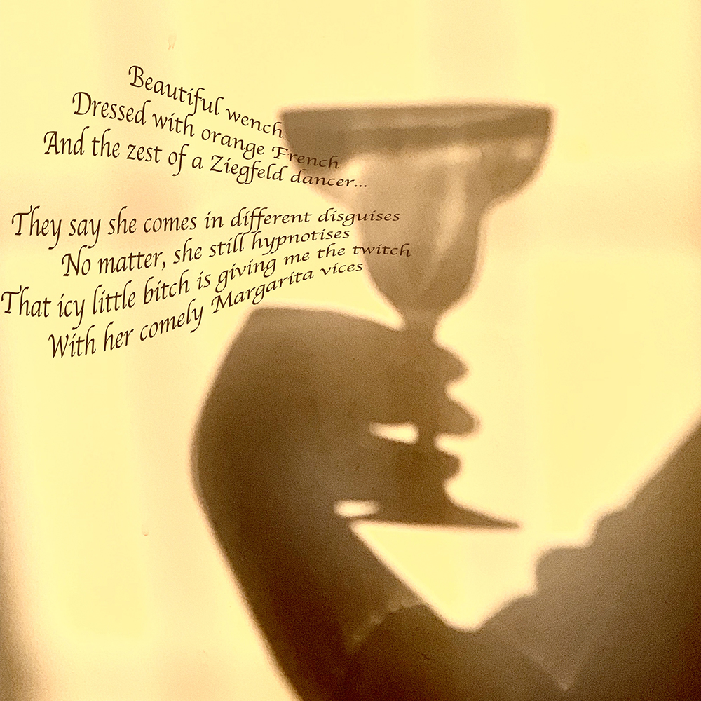 Cocktail glass with lyrics