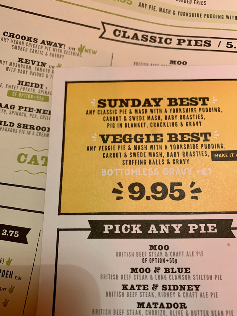 Pieminister menu