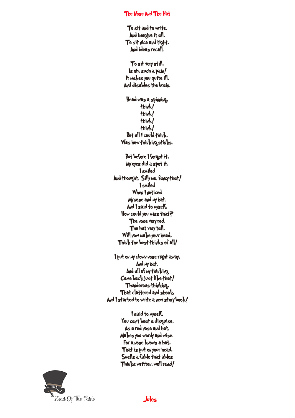 Dr. Seuss style poem by Jules Smith