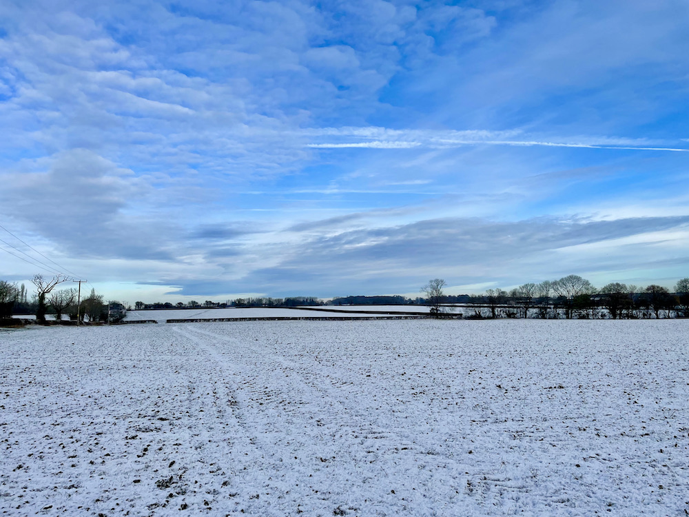 winter view of fields in England