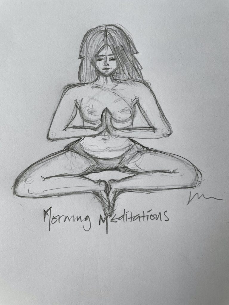 drawing of girl in yoga pose