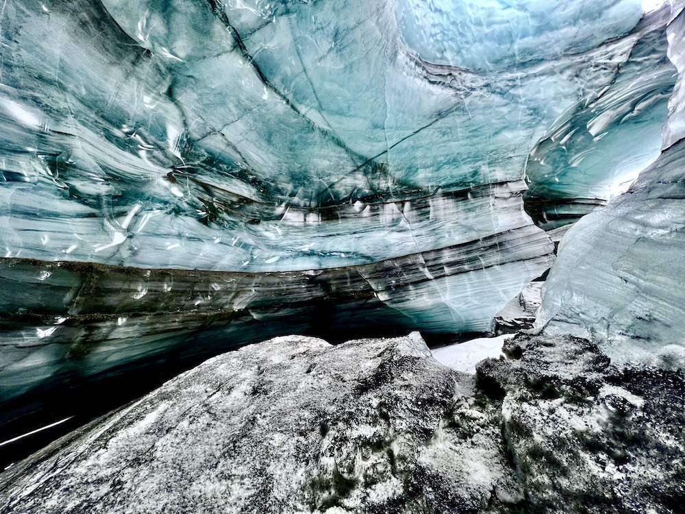 close up view of the ice caves in Iceland