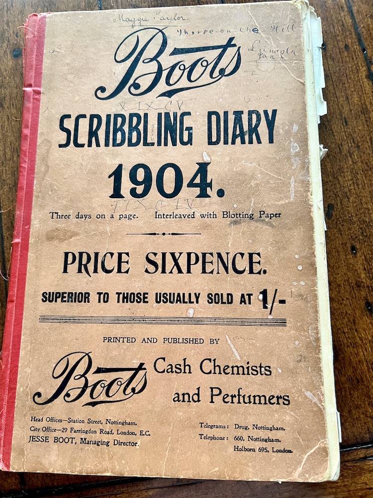 Old Boots Scribbling Diary from 1904
