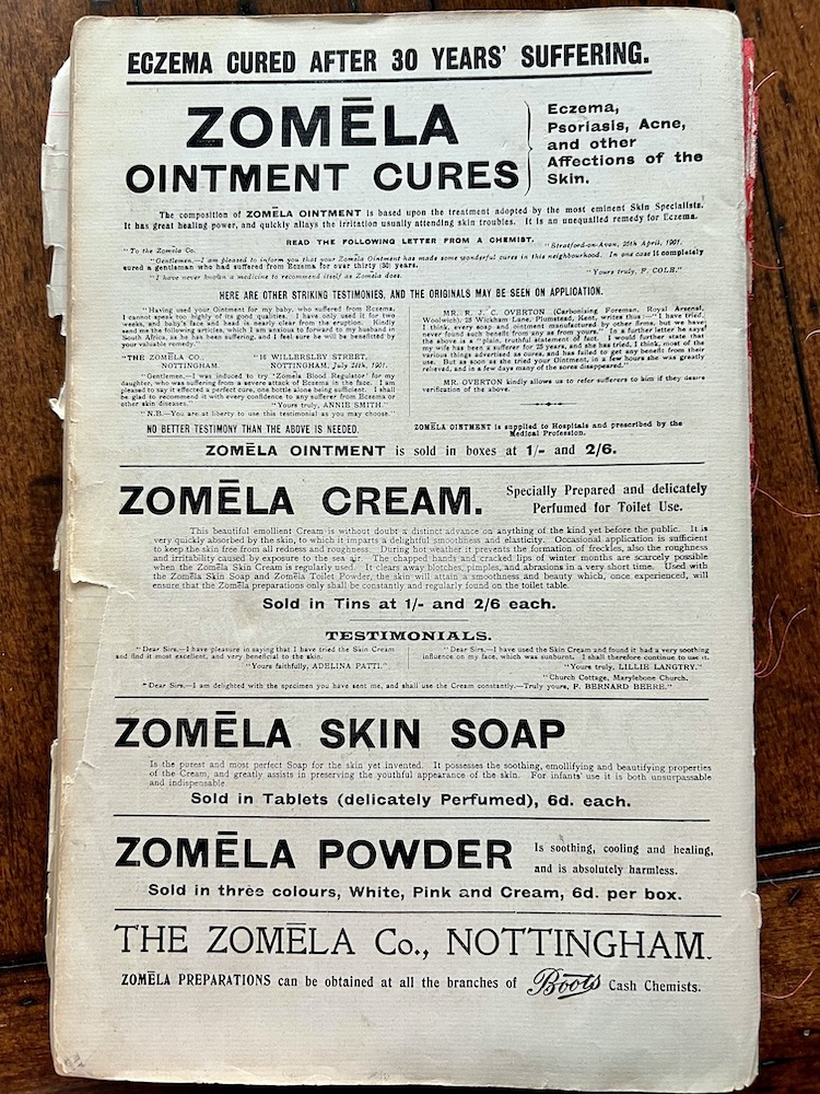 Old advert about zomela cream ointment cures