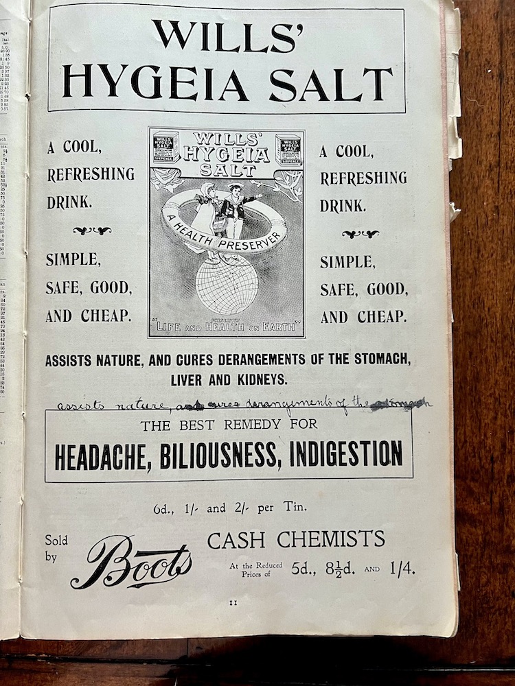 An old advert about Wills Hygeia salt