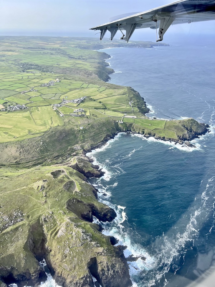 view of Land's End from plane window