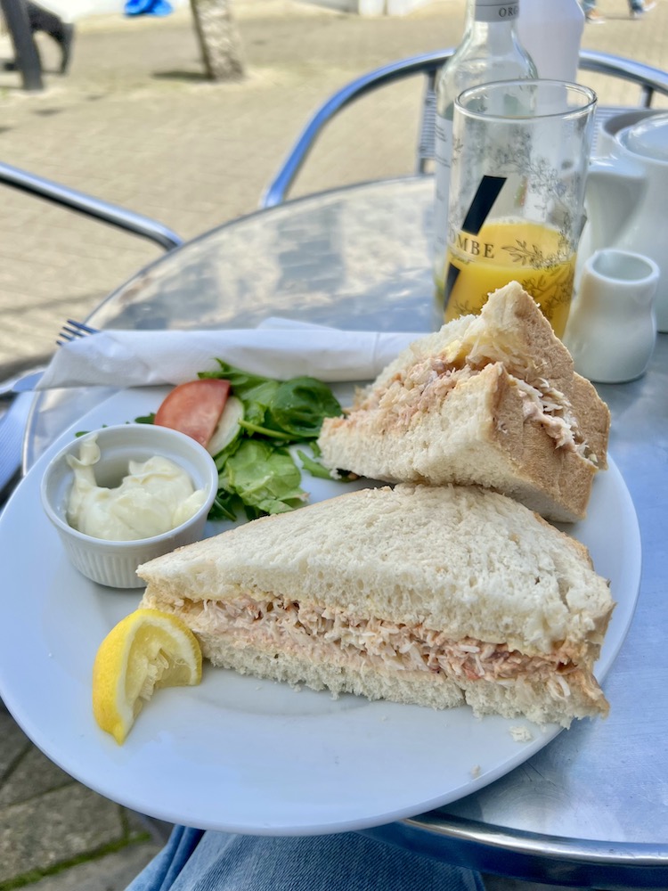 crab sandwich at a local cafe in Penzance