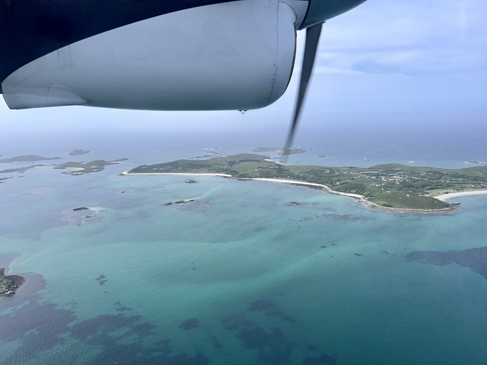 Scilly isles view from the window of a plane