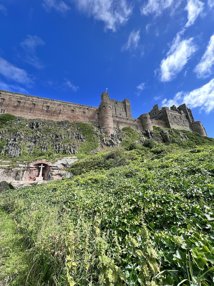 Banburgh Castle up on the hill in Northumberland