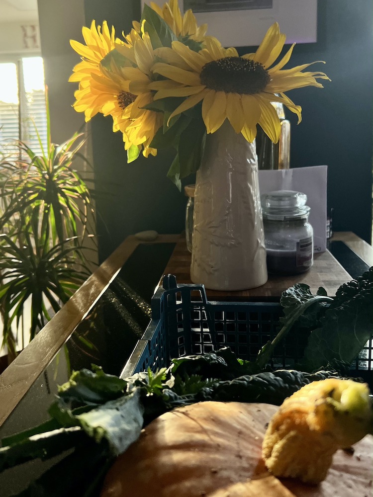 sunflowers on a table