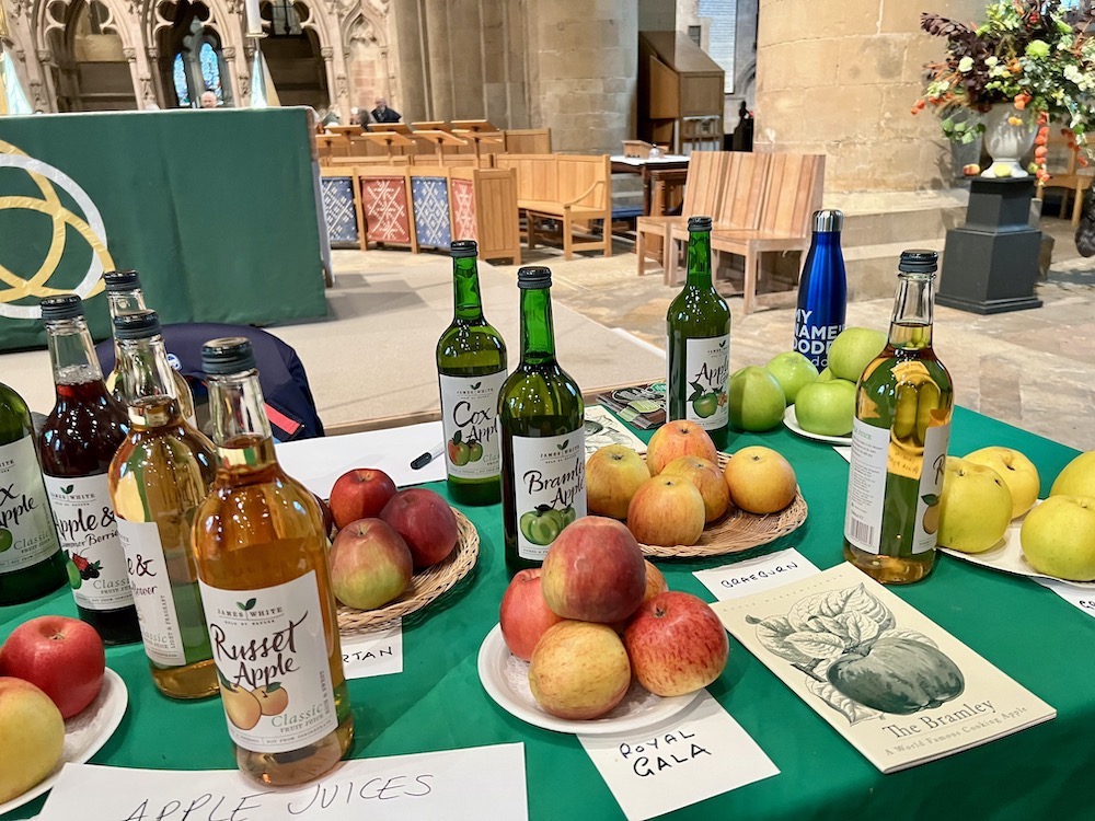 Bramley Apple juices for sale at the Bramley Apple Festival