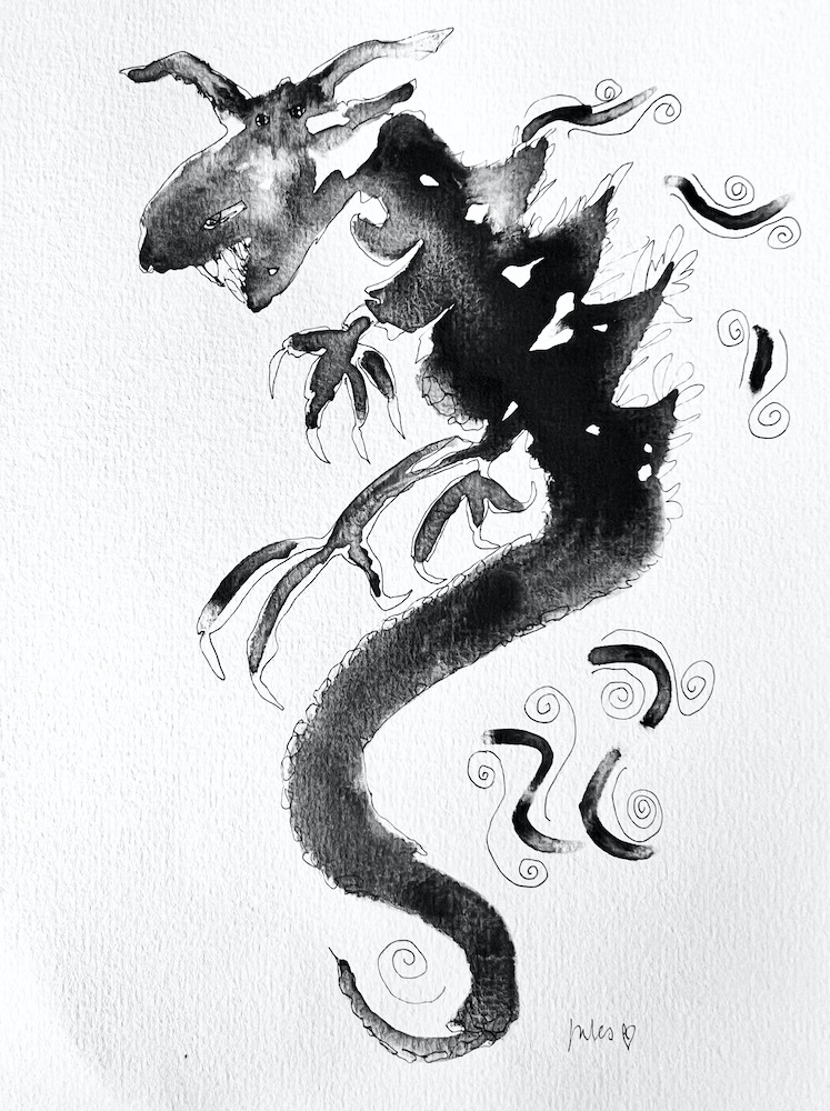 An ink dragon - impressionist form