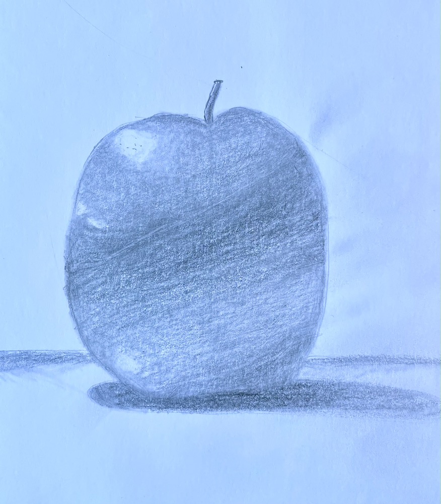 Pencil drawing of an apple