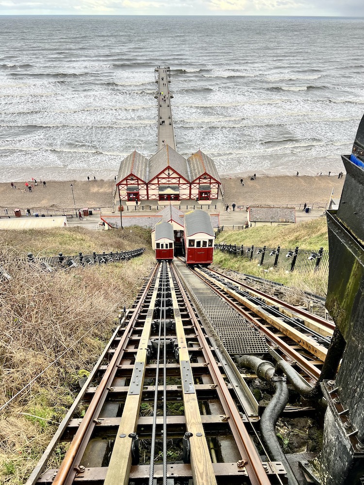 The Funicular tramway, saltburn, the tracks from the cliff