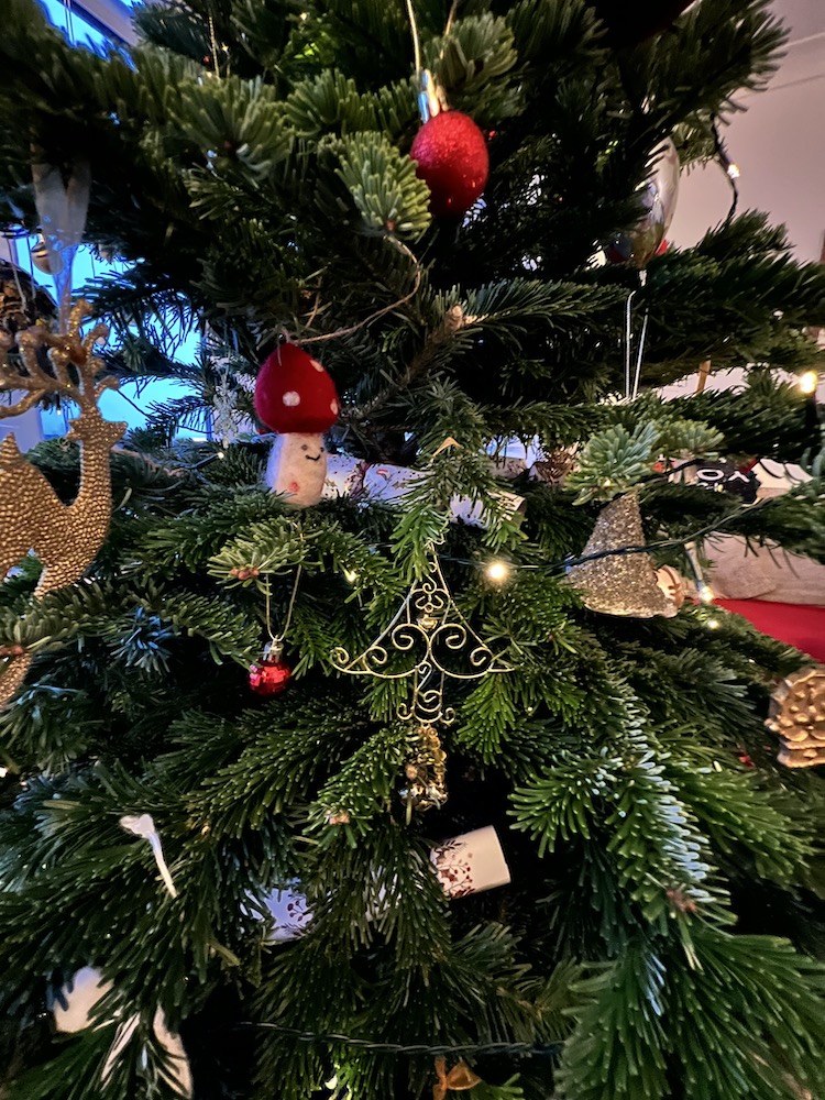 Part of a decorated fir Christmas tree