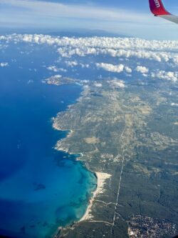 view of Sardinia from the airplane window