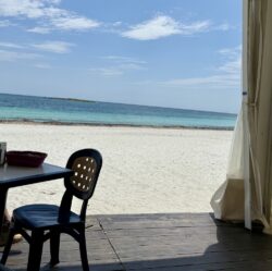 Beach view from a hut in Sardinia